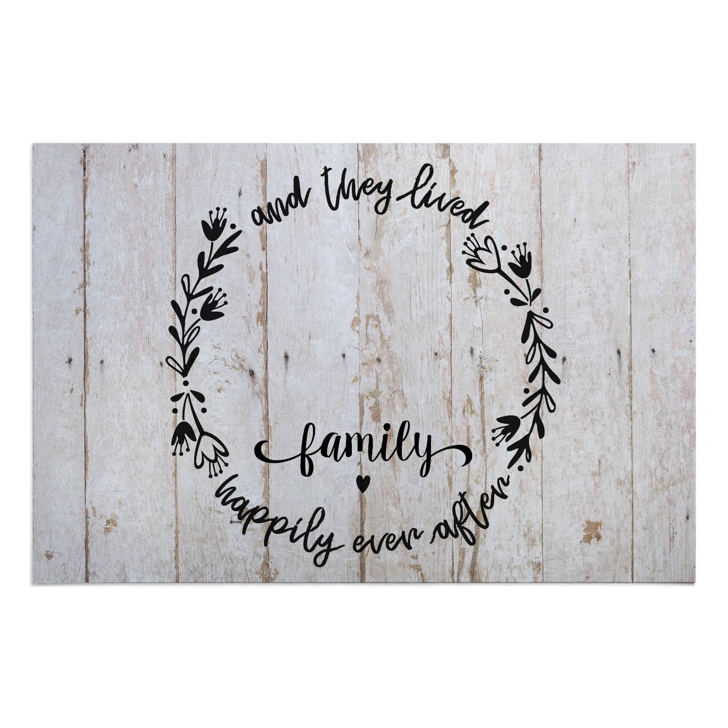 Personalized Planet 27x18 And They Lived Happily Ever After Light Doormat with Custom Initial and Family Name Printed on Gray Rectangular 1/8” Thick Non Slip Mat for Kitchen Hallway Deck or Porch