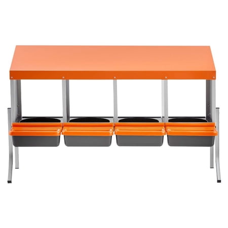 Chicken Nesting Boxes 4 Compartments with Support Legs Easy Egg Collection Galvanized Steel and High-Strength Plastic Roll Away Nesting Boxes for Chickens and Hens Laying Eggs Orange