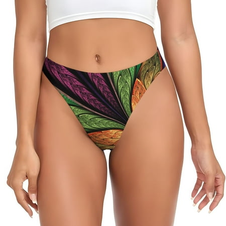 Qokaie Multicolored Beautiful Flower1 Printed Women s Cotton Thong Underwear  Sexy Breathable Panties G-string-Small
