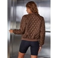 thumbnail image 4 of Eilly Bazar Classic Bomber Jacket for Women Quilted Female Zip Up Short Jacket Brown L, 4 of 4