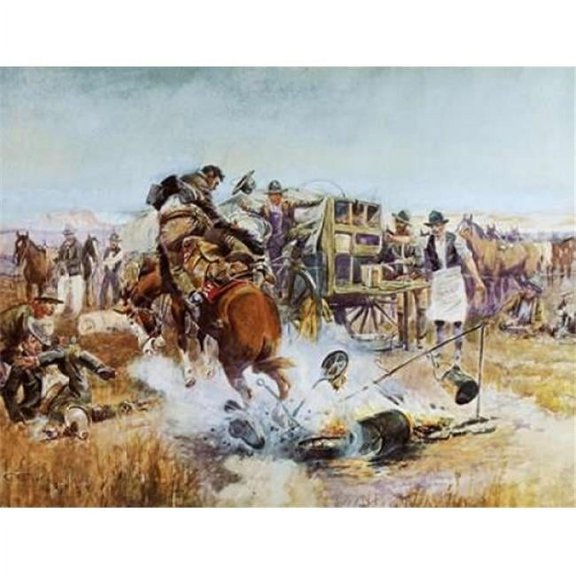 Bentley Global Arts PDX133240LARGE Bronc To Breakfast Poster Print by Charles M. Russell, 22 x 28 - Large