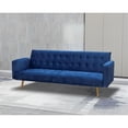 thumbnail image 2 of Bowery Hill Modern Contemporary Velvet Convertible Sofa in Blue Finish, 2 of 7