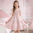thumbnail image 2 of HCNTES Baby Girls Toddler Kids Summer Dress Ruffle Trim Casual Beach Dress for Little Children Big Kids 6-12M 2T 3T 4T 5T 6T 7T 8T 9T 10T 11T 12T(6-7 Years,D01-Light Pink), 2 of 7