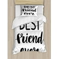 thumbnail image 1 of Best Friend Duvet Cover Set Twin Size, Best Friend Ever Cursive Lettering Monochrome Cute Illustration, 2 Piece Bedding Set with 1 Pillow Sham, Charcoal Grey and White, by Ambesonne, 1 of 3