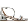 thumbnail image 2 of Naturalizer Womens June Strappy Low Block Heel Dress Sandal Silver Leather 8M, 2 of 5