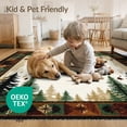 thumbnail image 4 of ODIKA 8'x10' Washable Area Rug Cabin Bear Paw Print Rustic With Centered Woodland Wildlife Emblem for King Size Bedroom Under Bed, Master Suite, Non-Shedding, Easy Care, 4 of 7