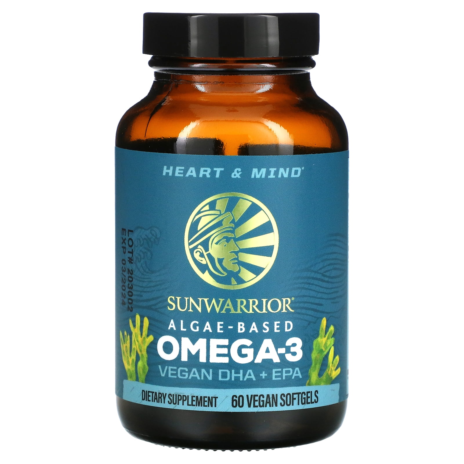 Sunwarrior, AlgaeBased Omega3, Vegan DHA + EPA, 60 Vegan Softgels