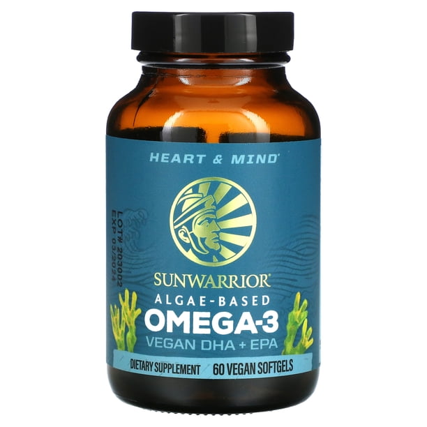 Sunwarrior, AlgaeBased Omega3, Vegan DHA + EPA, 60 Vegan Softgels
