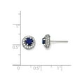 thumbnail image 2 of White Sterling Silver Earring Button Women'S Cubic Zirconia CZ Clear Blue 8 mm, 2 of 2
