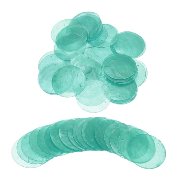 60Pcs Capiz Shells, 5cm/1.97" Round Natural Shells with 2 Holes for Seashell Wind Chimes Curtain Shell Garland DIY Craft Wedding Home Decoration, Peacock Blue
