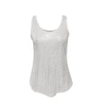 thumbnail image 5 of Womens Summer Fashion Sequin Tops Scoop Neck Sequin Sparkle Shimmer Sleeveless Tanks Tops Blouses,White S, 5 of 6