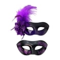 thumbnail image 2 of 2 Pack, Masquerade Mask Set for Couples, Purple Decorative Halloween Masks for Parties, Couples Stage Performance Dress Up Accessory, 2 of 5