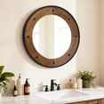 thumbnail image 2 of MODE HOME Rustic Round Wall Mirror 30 Inch, Natural Wood Frame with Black Metal Trim, Industrial Farmhouse Round Wood Mirror, Decorative Wall Mirror for Bathroom, Living Room, Entryway, 2 of 7
