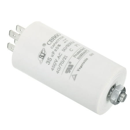 

Uxcell CBB60 35uF Run Capacitor AC450V 4 Pins 50/60Hz Cylinder with Screw 75x40mm