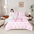 thumbnail image 4 of Homewish Bow-Tie Initial Alphabet H Bedding Comforter Set 2pcs for Adults Female Girls,Letter Monogrammed H Twin Comforter Sets Microfiber,Cartoon Bow Love Heart Breathable Bedding Set, 4 of 8
