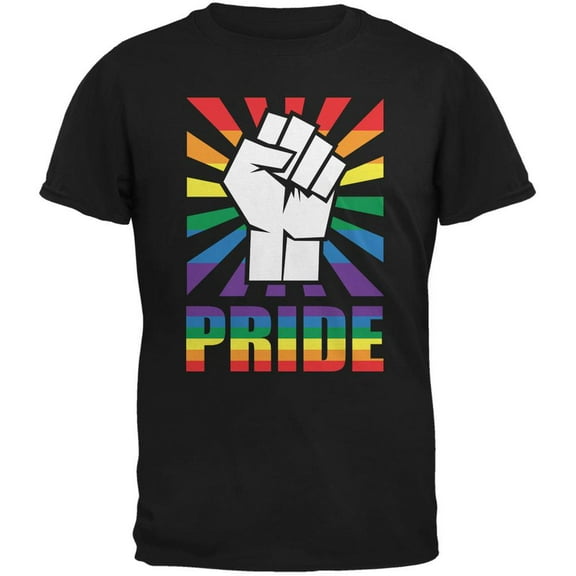 LGBT Gay Pride PRIDE Raised Fist Black Adult T-Shirt - Small