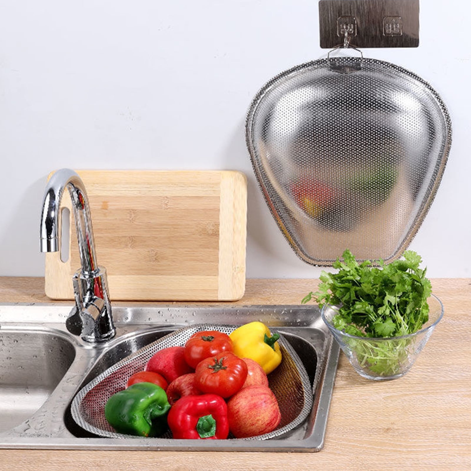 Vegetable Drain Colander Fine Mesh Hole Hanging Dustpan Shape Heavy Duty Quick Drainage