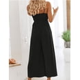 thumbnail image 3 of Women's Summer Casual Spaghetti Straps Sleeveless V Neck Cutout High Waist Wide Leg Jumpsuits Rompers with Pockets, 3 of 5