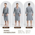 thumbnail image 3 of FashGudim Men's Lightweight Cotton Knit Kimono Bathrobe, Gray, 3 of 6
