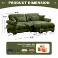 thumbnail image 4 of TUANLUO 93.7" Upholstery Sectional Sofa and Couch with Ottoman - Oversized Velvet Loveseat Tufted Couch for Living Room, Olive Green, 4 of 9