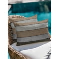 thumbnail image 4 of Waterproof Outdoor Throw Pillows with Inserts 12"x20", Brown Wood Grain Soft Decorative Pillowcases for Couch Bedroom, Vintage Grey Stripe Gradient Grain Pillow Covers for Sofa Living Room, 4 of 8
