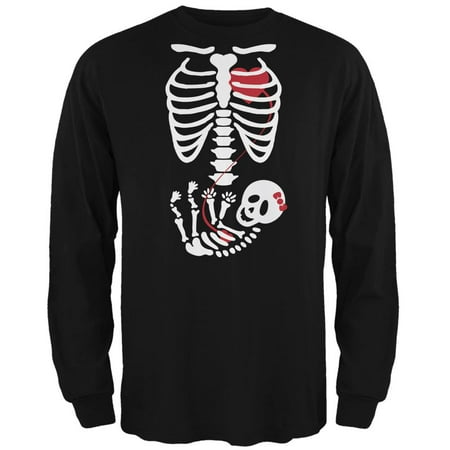 Halloween Costume Maternity T-shirt - Baby Girl Baby Pregnant Skeleton Halloween Costume Long Sleeve T-Shirt
