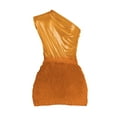 thumbnail image 4 of Baberdicy 2Pcs Women 2 Piece Outfits Clubwear One Shoulder Metallic Bodysuit Top Night Party Club Mini Skirt Set Bodycon Dresses for Women, Fringe Mini Dress Orange Mardi Gras, 4 of 5