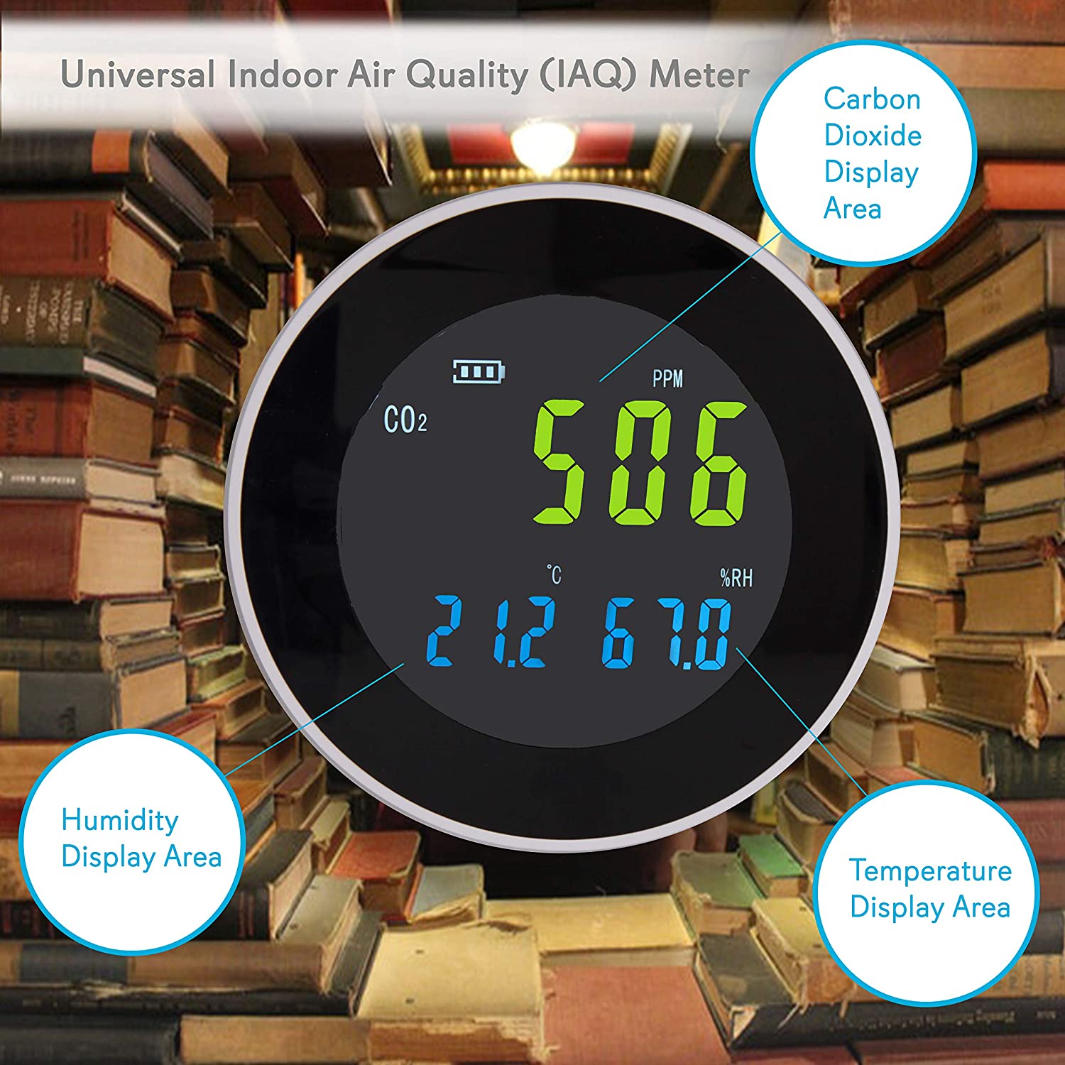 Indoor  Quality Monitor - Digital Hygrometer Thermometer  Gauge,  Tester for Home, Pollution Sensor Detector, Carbon Dioxide Meter, Temperature and Humidity Tester Kit