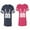 Men Navy / Women Pink, variant on Papa Mama Buck Unisex Couple Matching Cotton Jersey style T-Shirt Contrasting stripes on sleeves (Men Navy / Women Red) (Men XL / Women XXL)