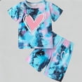 thumbnail image 2 of RMGVDSD Girls Summer Outfits 2 Piece Short Set Graphic Heart Print T-Shirt Short Sleeve Tops And Shorts Set Soft Cute Clothing For Little Big Girls 6-7 Years, 2 of 7