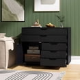 thumbnail image 5 of Costway 5-Drawer File Cabinet Mobile Chest of Drawers with Side Cabinet 5 Casters Black, 5 of 10