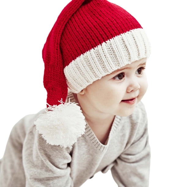 Mini gorros de Papá Noel de Chamoist, para bebés y niños pequeños, gorro navideño de invierno, cálido gorro de lana de color puro para padres e hijos.