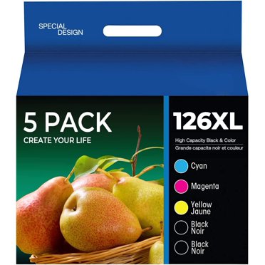 126XL Ink Cartridges for EPSON T126 Ink to use with Workforce 435 520 545 635 WF-3520 WF-3530 WF-3540 WF-7010 WF-7510 Stylus NX330(2 Black, 1 Cyan, 1 Magenta, 1 Yellow)