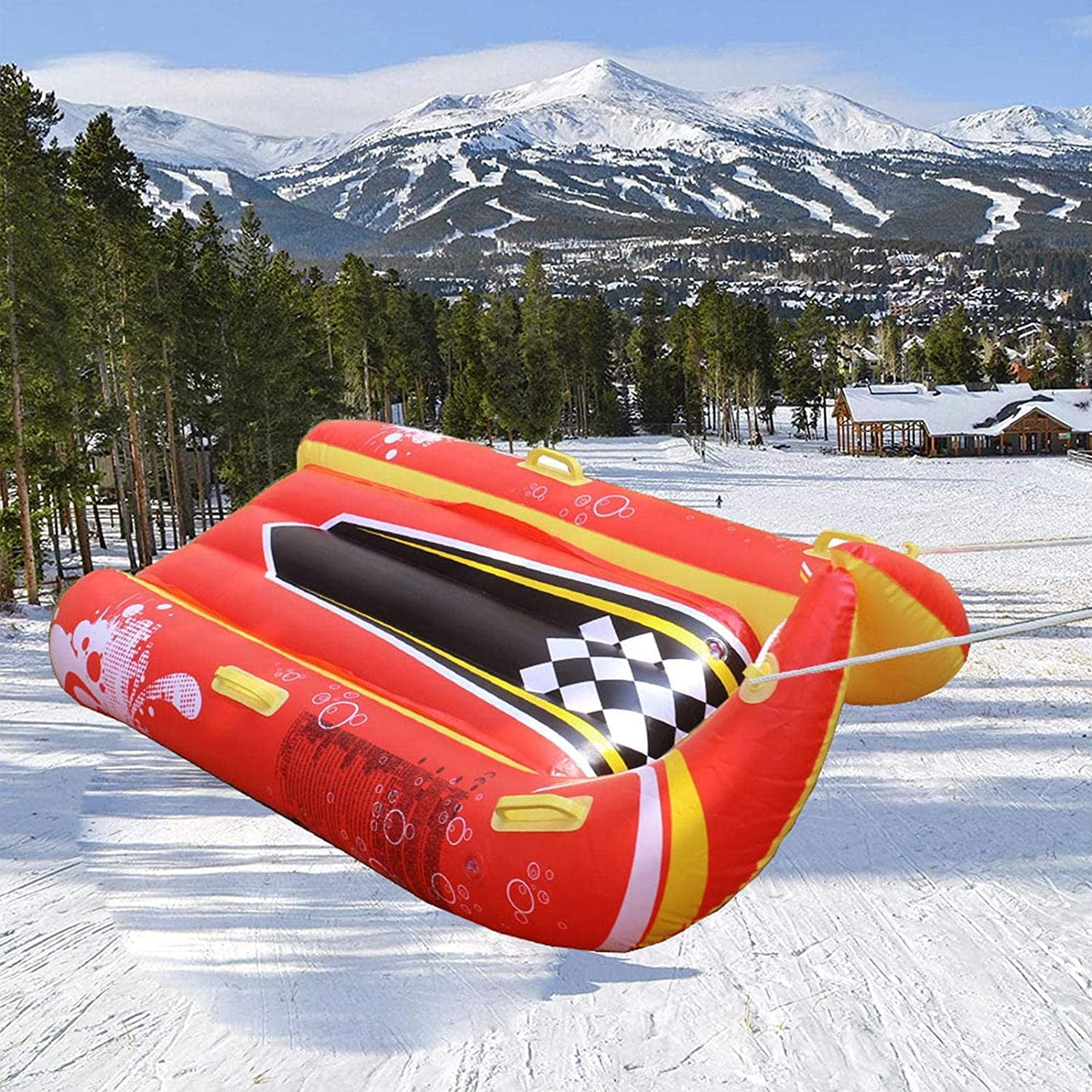 Portable Inflatable Snow Tube Sleds Double PVC Snow Sleds Heavy Duty