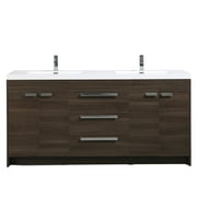 Eviva Lugano 72" Gray Oak Modern Bathroom Vanity with White Integrated Acrylic Double Sink