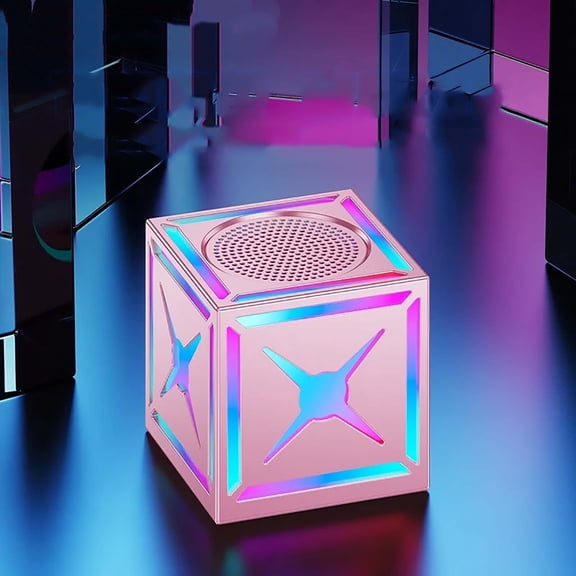 Mini 5.3 High-Definition Wireless Waterproof Louds Portable Speakers Bluetooth, Multi Color LED PC Speakers with Louds Stereo Sound, Cubics RGB Multi-Color LED Portable X-Shaped Bluetooth Speaker