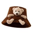 thumbnail image 6 of BLESIYA Women Fleece Bucket Hat 3D Stuffed Bear Bucket Hat Fashion Casual Fisherman Caps Coffee, 6 of 8