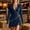 Navy, variant on Women's Western Fringe Dress with Studded Trim, Deep V Neck Long Sleeve Faux Suede Mini Dress, Cowgirl Party Outfit for Country Concert