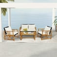 thumbnail image 2 of Costway 4PCS Patio Mix Brown Wicker Sofa Set Acacia Wood Frame with Seat & Back Cushions, 2 of 10