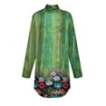 thumbnail image 4 of DENGDENG Elegant Blouses for Women Long Sleeve Turtleneck Shirts Fall Floral Print Mock Neck Tunic Tops To Wear with Leggings Plus Size Loose Fit Sweatshirts Fashion Winter Clothes Green XXL, 4 of 5