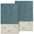 thumbnail image 2 of Linum Home Textiles 2 Piece Texture/Embroidery Turkish Cotton Bath Towel, 27" x 54", Blue, 2 of 3