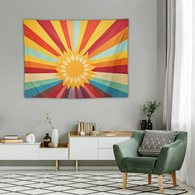 ONETECH Boho Rainbow Sun Tapestry Horizontal Hippie Tapestries Wall Hanging Retro 70s Bedroom Bohemian Abstract Minimalist Colorful Mid Century Art Tapestry Wall Decor for Living Room Dorm Walmart