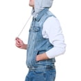 thumbnail image 3 of G-Style USA Men's Detachable Hood Denim Jean Vest DK108 - INDIGO - Large, 3 of 8