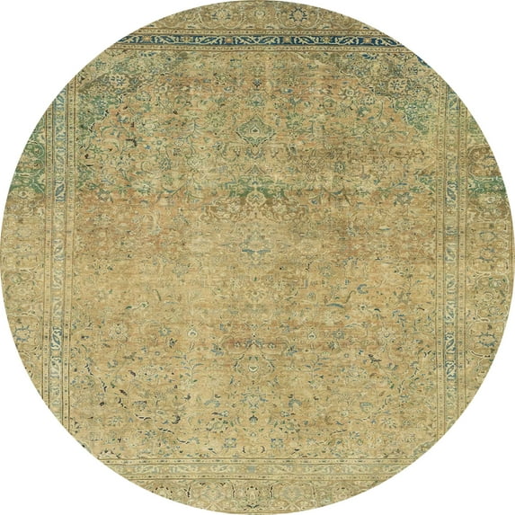Ahgly Company Indoor Round Abstract Metallic Gold Abstract Area Rugs, 3' Round