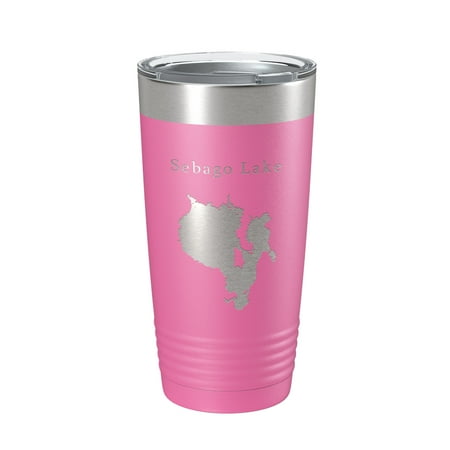 

Sebago Lake Map Tumbler Travel Mug Insulated Laser Engraved Coffee Cup Maine 20 oz Pink