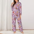 thumbnail image 2 of Honeii Lovely Animals print Women's Pajama Sets Long Sleeve Button Down Sleepwear Nightwear Soft Pjs Lounge Sets-Large, 2 of 7