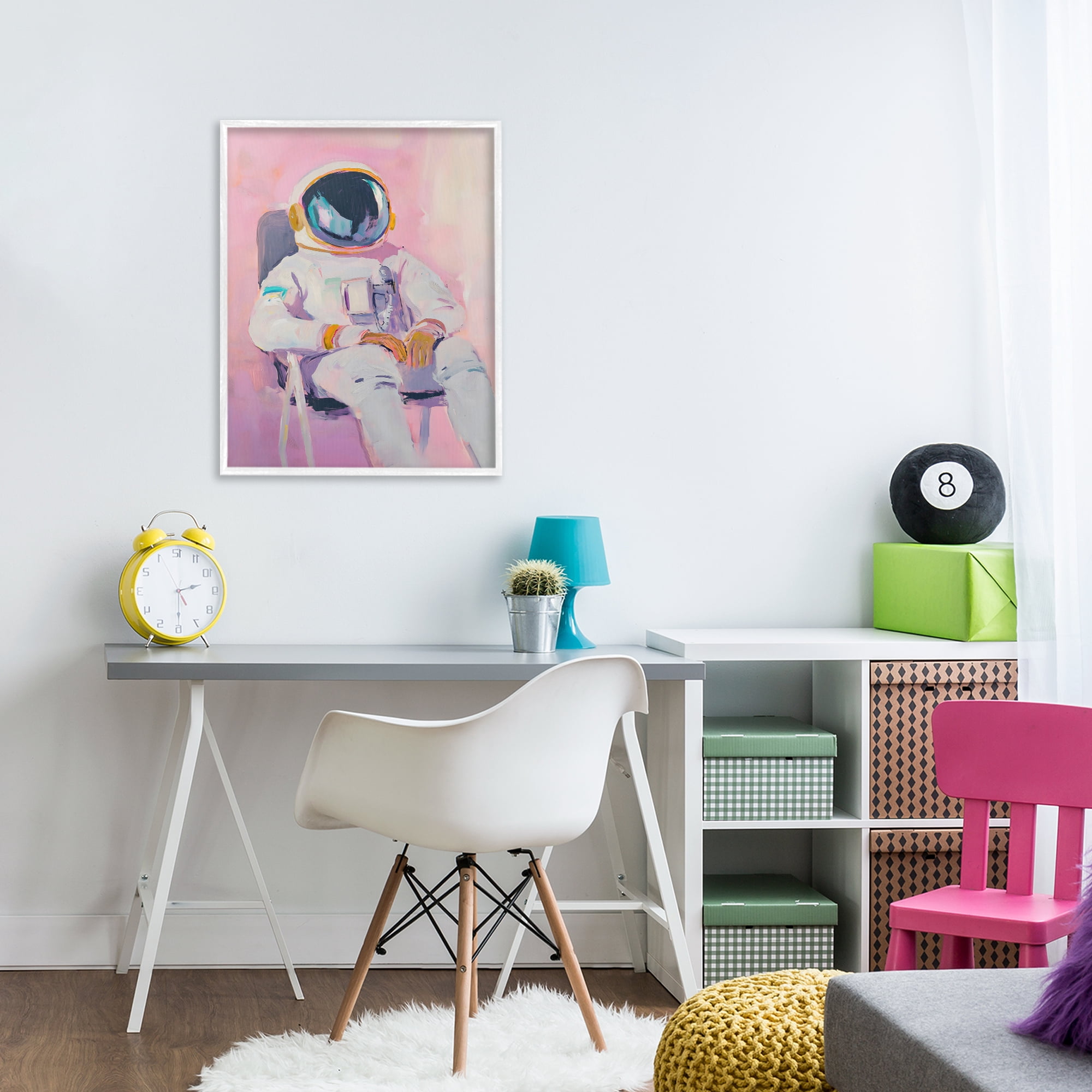 Stupell Industries Resting Astronaut on Chair White Framed Giclee Art, design by The Prints Vibe