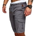 thumbnail image 4 of Men‘s Shorts Cargo Shorts Summer Casual Men Solid Color Cargo Short Multi-Pockets Drawstring Fifth Pants Loose Casual Short Pant, 4 of 7