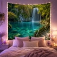 thumbnail image 2 of Waterfall in Tropical Rainforest, Peaceful Photographic Style for Nature Lovers, Natural Landscape Decor, Housewarming Gift Tapestry Wall Hanging for Bedroom, Living Room and Dorm, 2 of 7