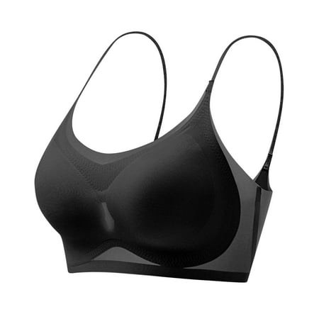 YYDGH Ultra Thin Ice Silk Bras for Women Lifting Cooling Seamless Bras Non-Marking Net Yarn Breathable Latex Underwear Black XL
